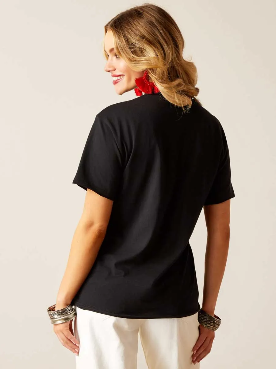 30% OFF ARIAT Steer Rodeo Quincy T-Shirt - Womens - Black - Size: MEDIUM (UK 12-14)