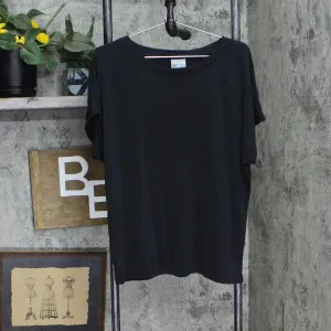 32 Degrees Womens Short Sleeve Mini Ribbed T-Shirt Tee 1763516 Black L