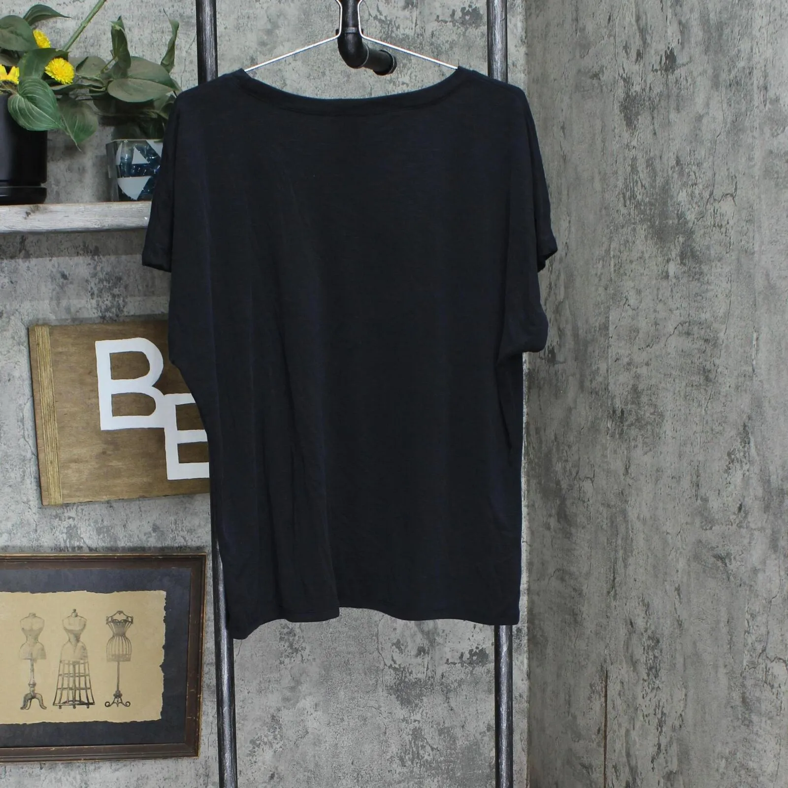 32 Degrees Womens Short Sleeve Mini Ribbed T-Shirt Tee 1763516 Black L