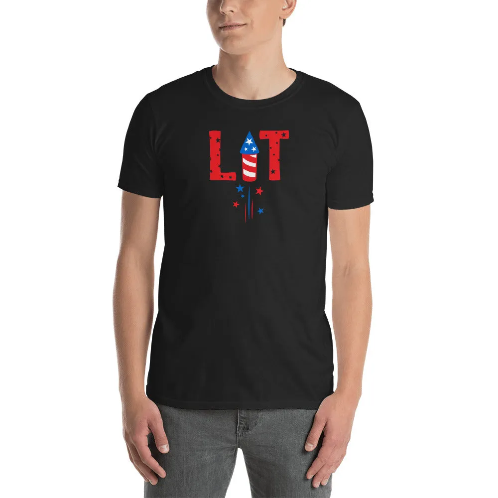 4th of July Red White & Blue LIT Short Sleeve Unisex T-shirt (4 Colors)