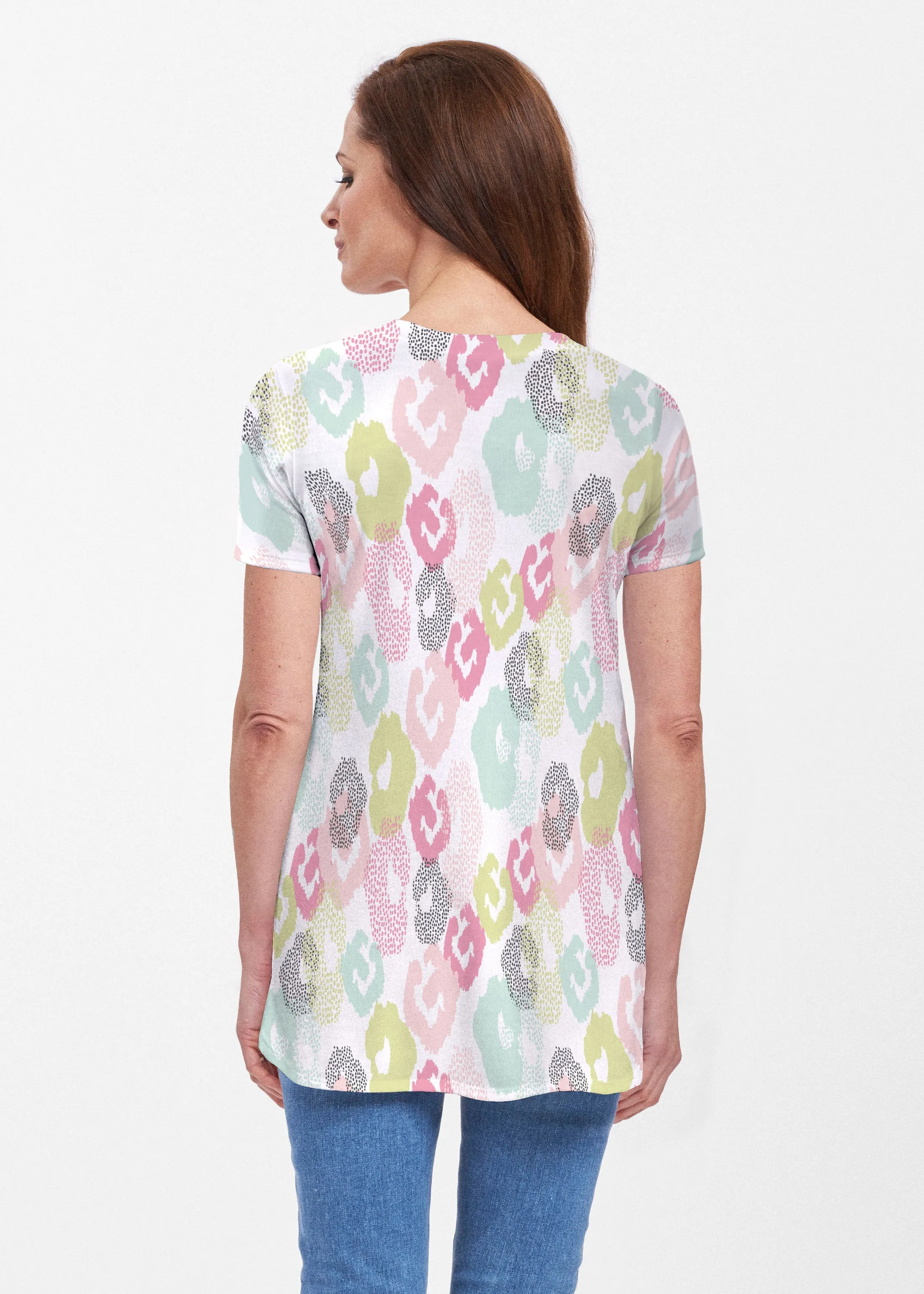 Abstract Pastel Ikat (7813) ~ Butterknit Short Sleeve Tunic
