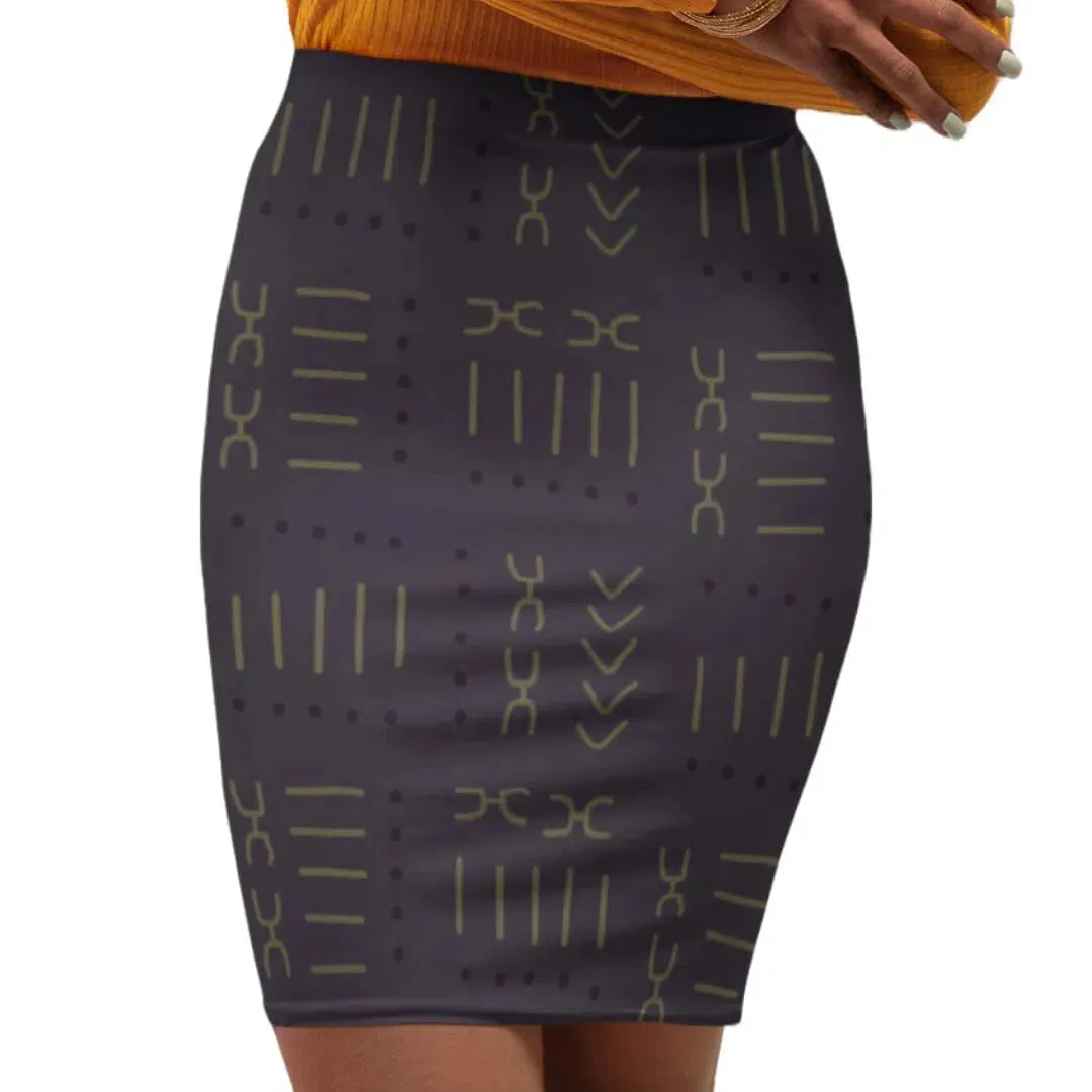 African Print Pencil Skirts Charcoal