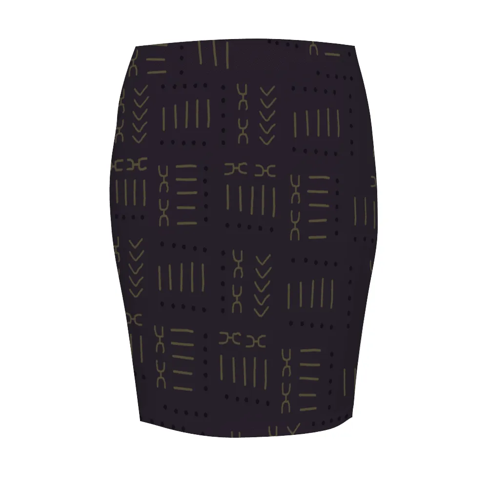 African Print Pencil Skirts Charcoal