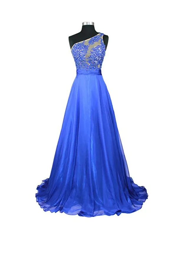 Anneprom A-Line One Shoulder Chiffon Prom/Evening Dresses APB0022