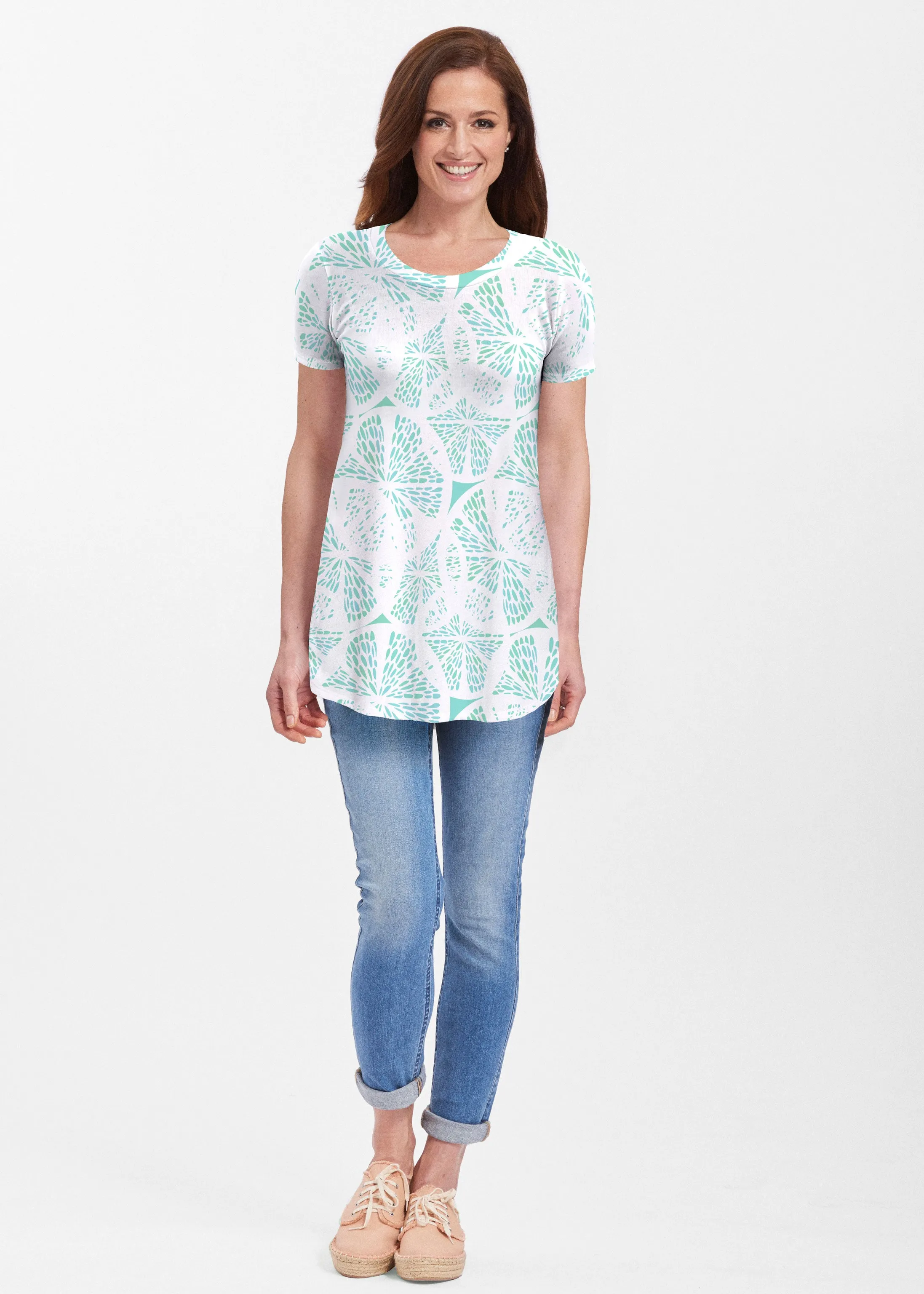 Aqua Citrus (7855) ~ Butterknit Short Sleeve Tunic