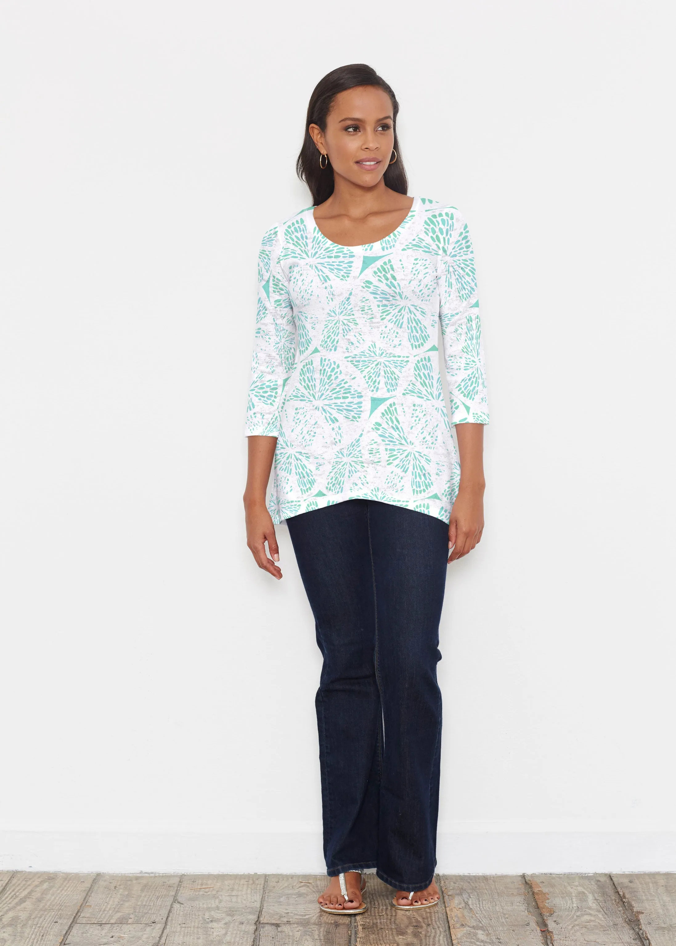 Aqua Citrus (7855) ~ Katherine Hi-Lo Thermal Tunic