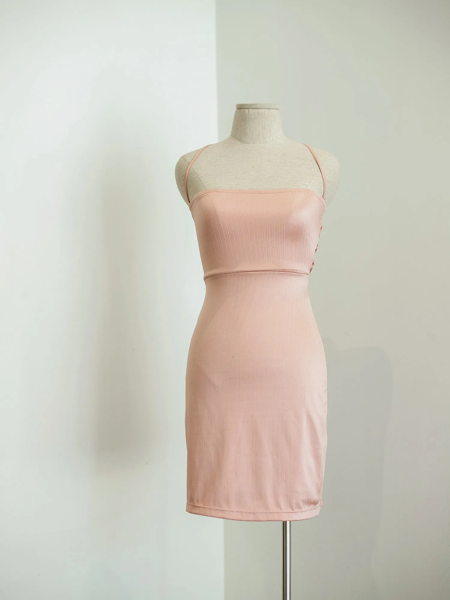Back Criss Cross Detailed Mini Dress