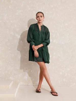 Ballon sleeveTiered Mini Dress
