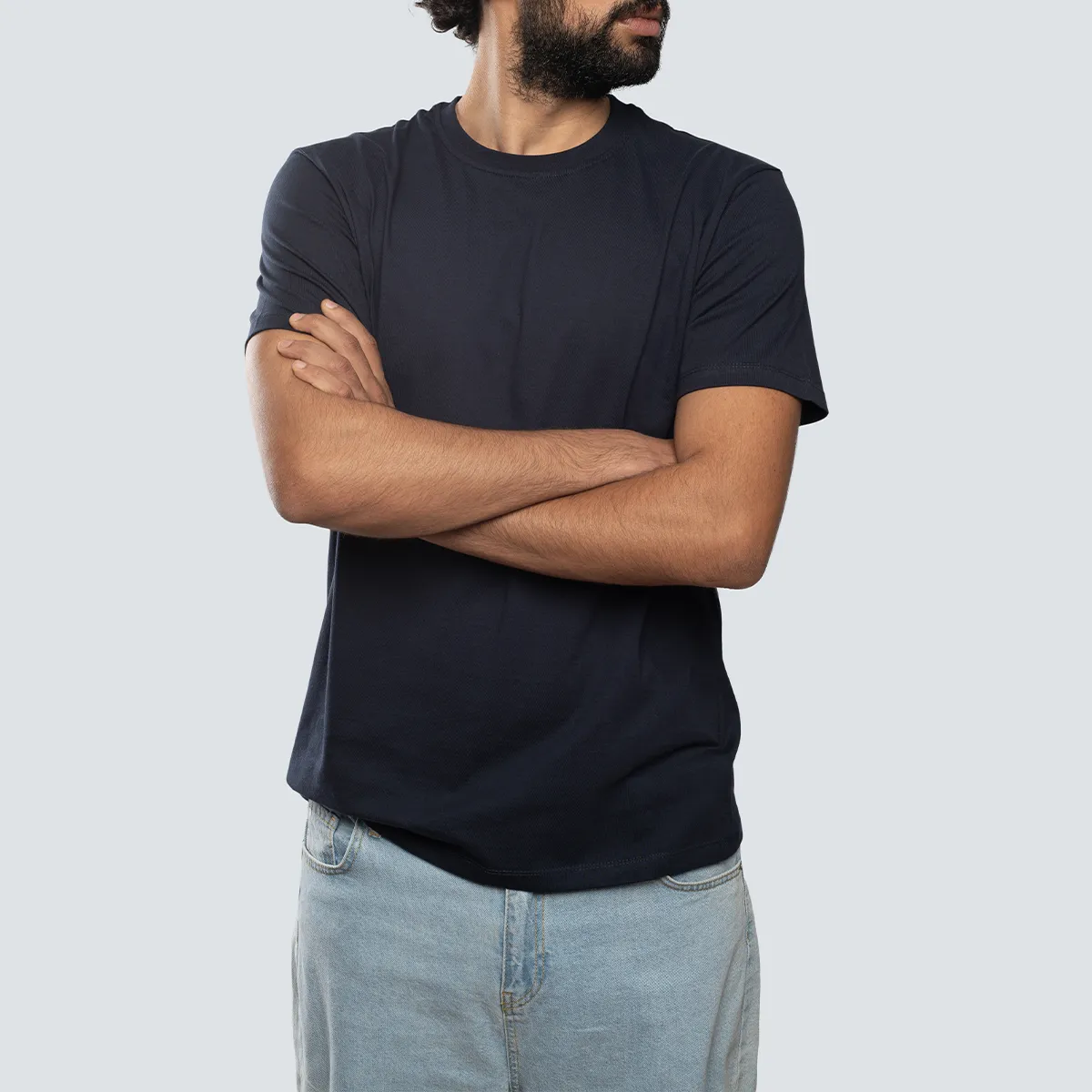 Basic Crewneck Tee . Navy