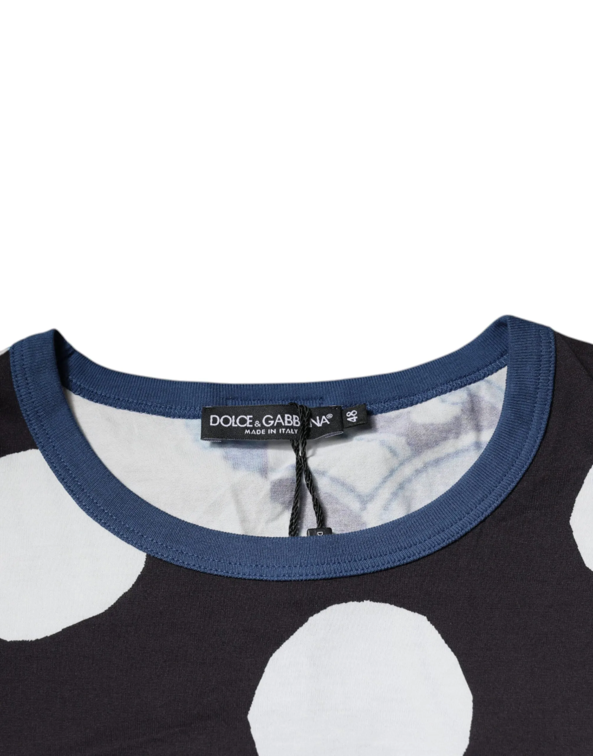 Black White Printed Cotton Crew Neck T-shirt