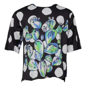Black White Printed Cotton Crew Neck T-shirt