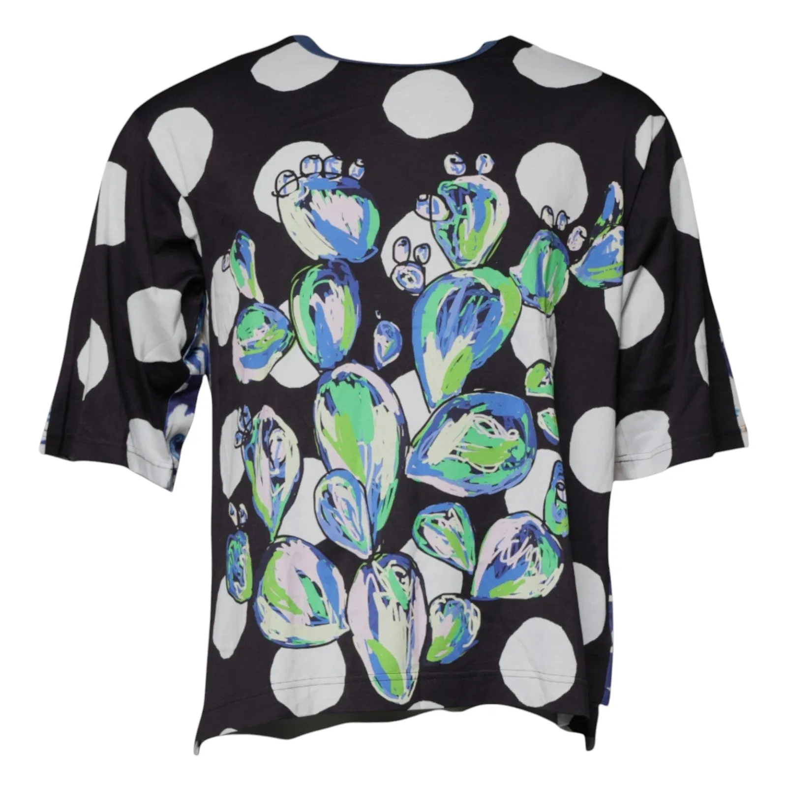 Black White Printed Cotton Crew Neck T-shirt
