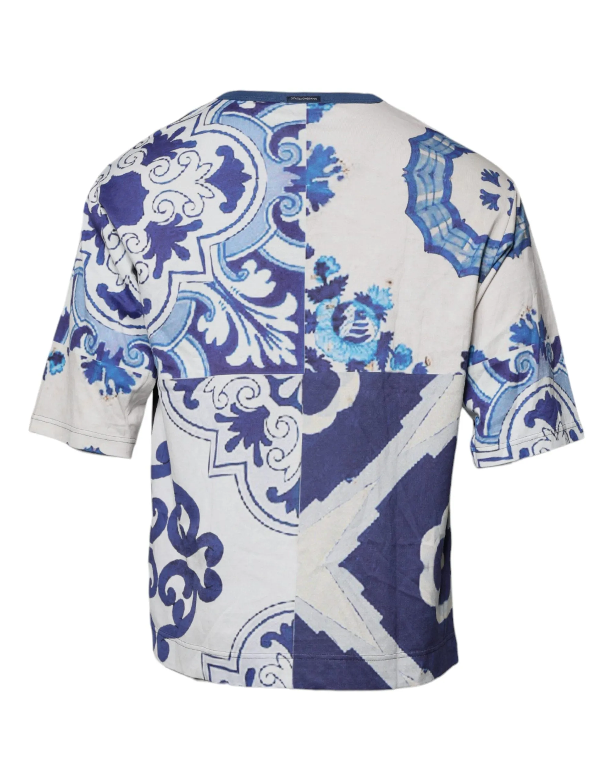 Black White Printed Cotton Crew Neck T-shirt