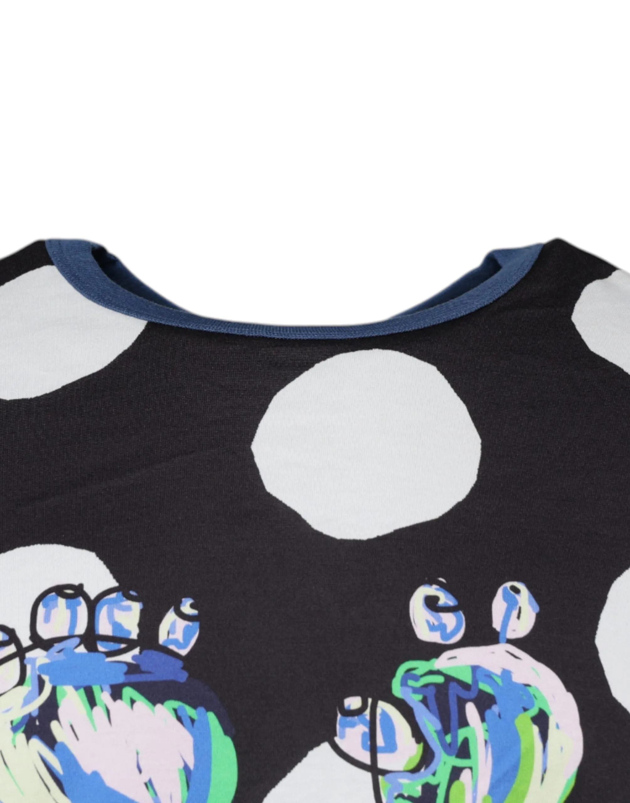 Black White Printed Cotton Crew Neck T-shirt