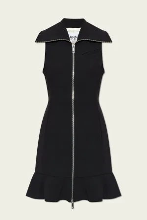 Bonded Crepe Mini Dress in Black