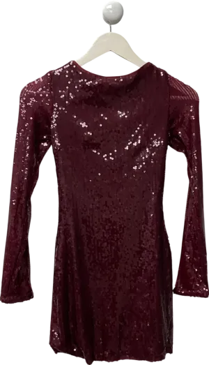 boohoo Red Petite Sequin Open Back Mini Dress UK 6