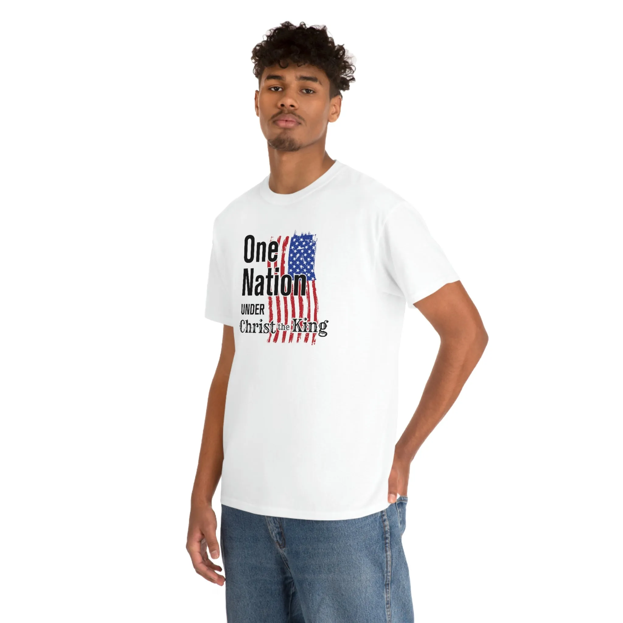Christian Catholic American Flag Religious Men's Patriotic Unisex Heavy Cotton Tee sHIRT