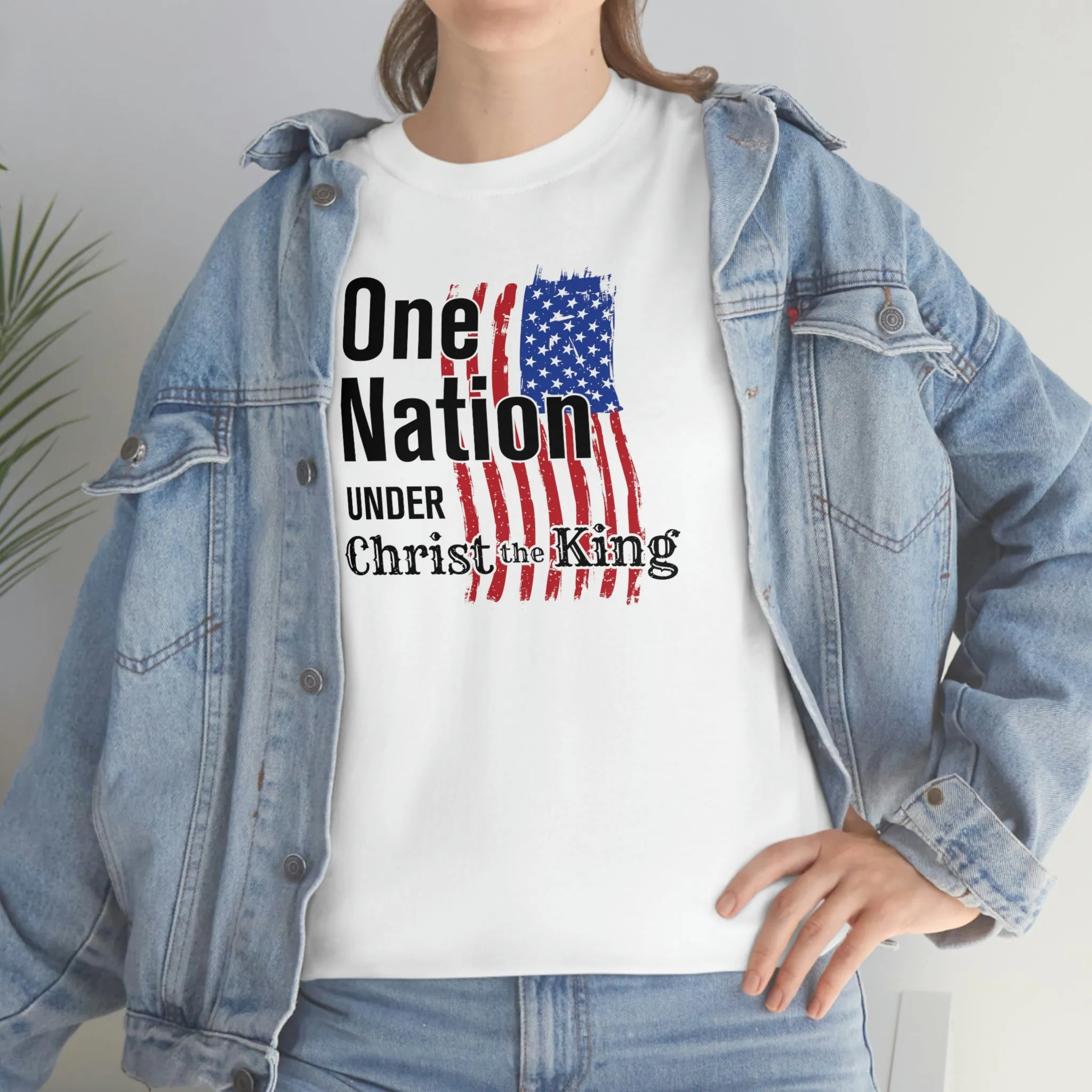 Christian Catholic American Flag Religious Men's Patriotic Unisex Heavy Cotton Tee sHIRT