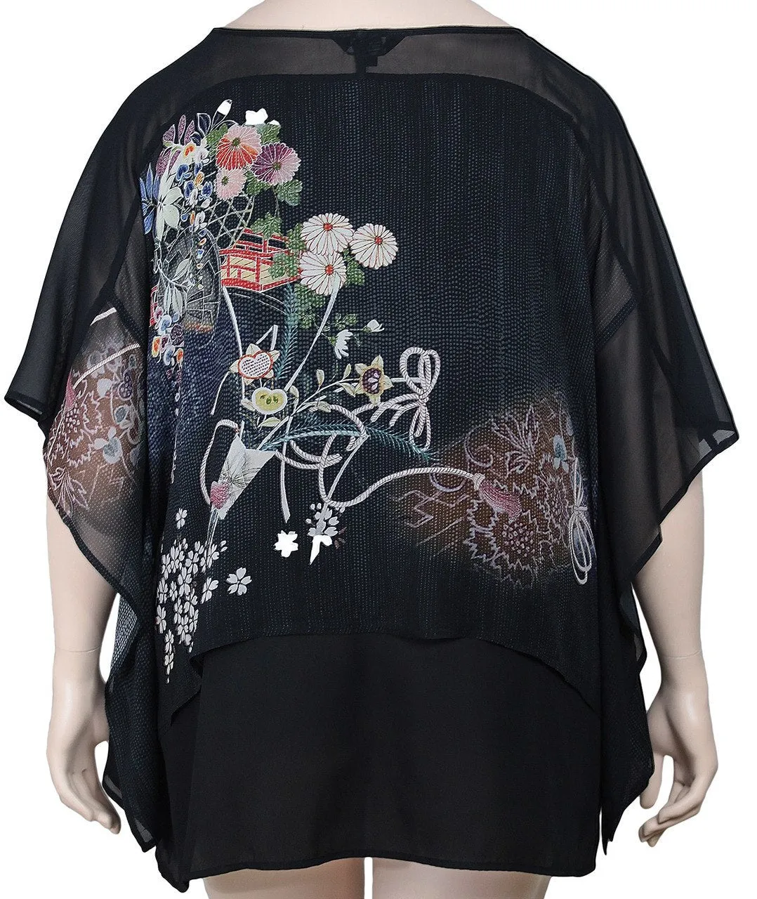 Citron Silk Print Pullover / Caftan Built In Tank