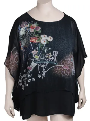 Citron Silk Print Pullover / Caftan Built In Tank