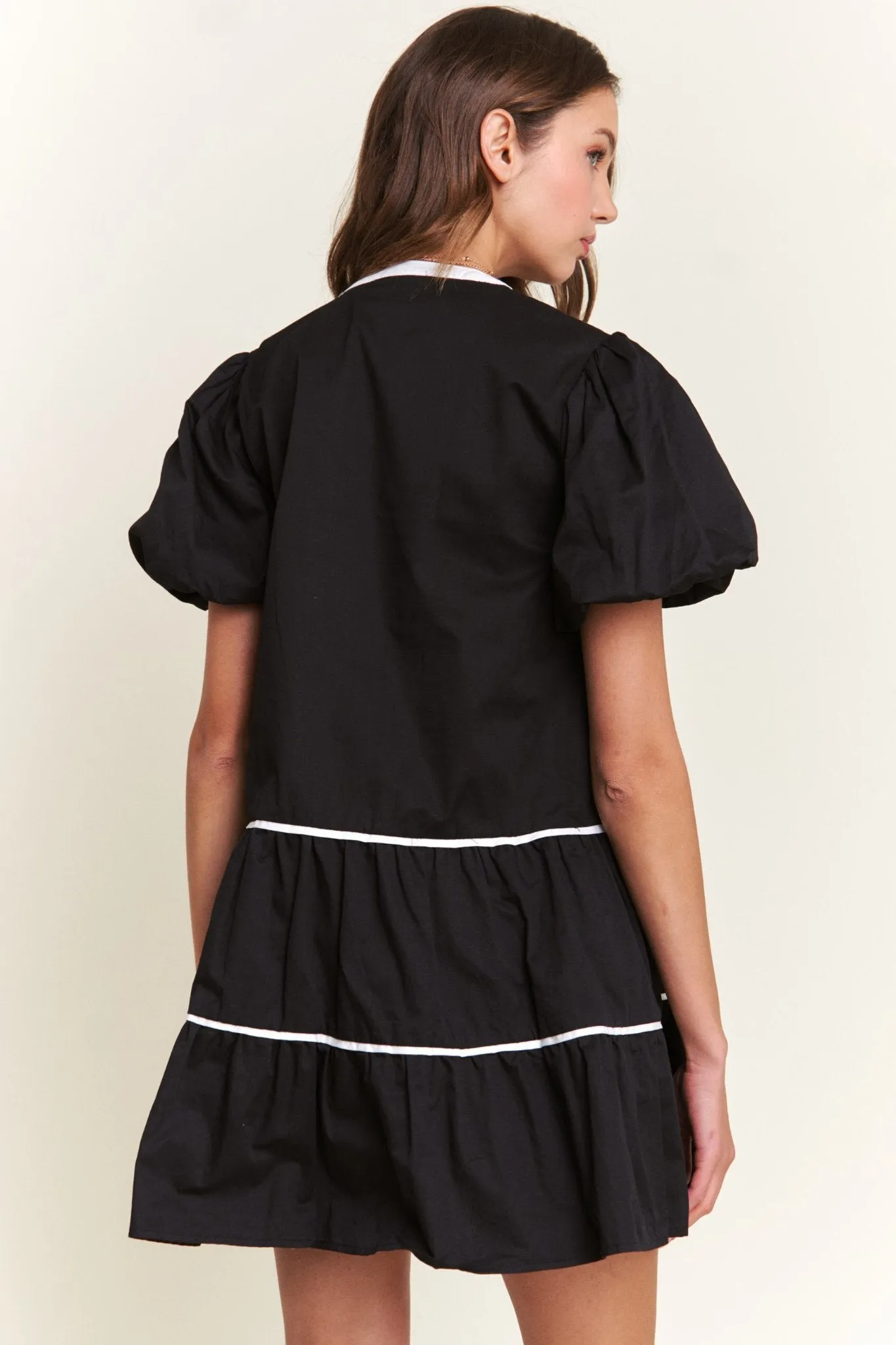 Contrast Detail Mini Dress