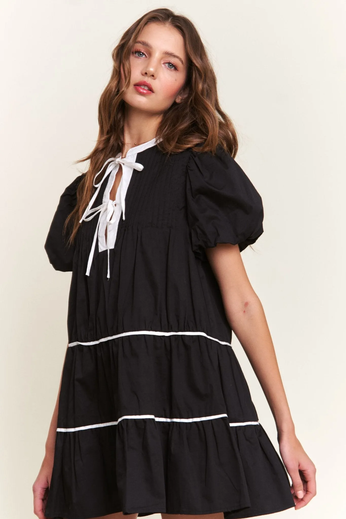 Contrast Detail Mini Dress