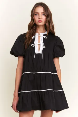 Contrast Detail Mini Dress