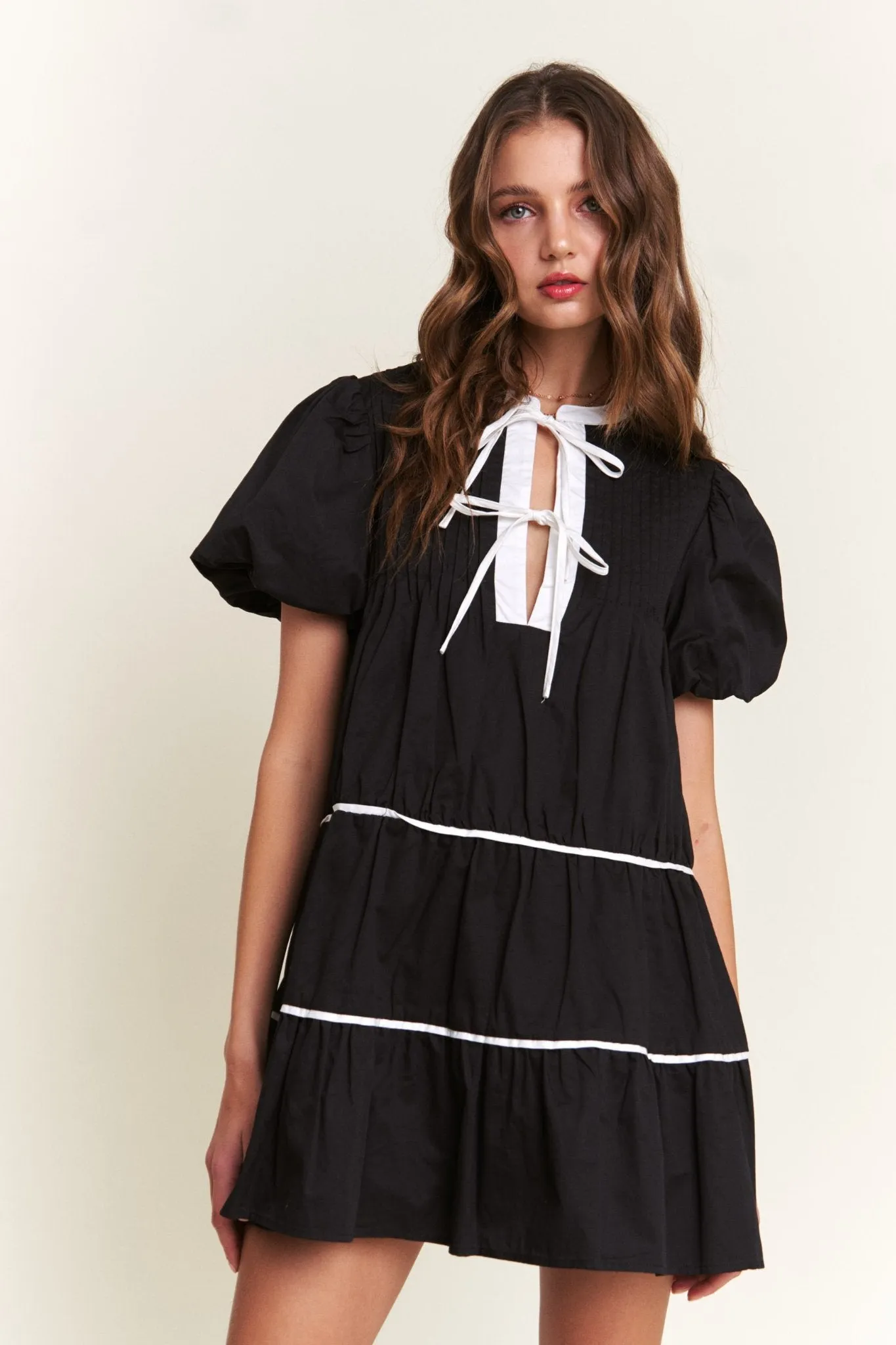 Contrast Detail Mini Dress