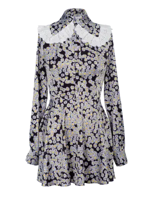 Daisy-print Mini Longsleeved Dress