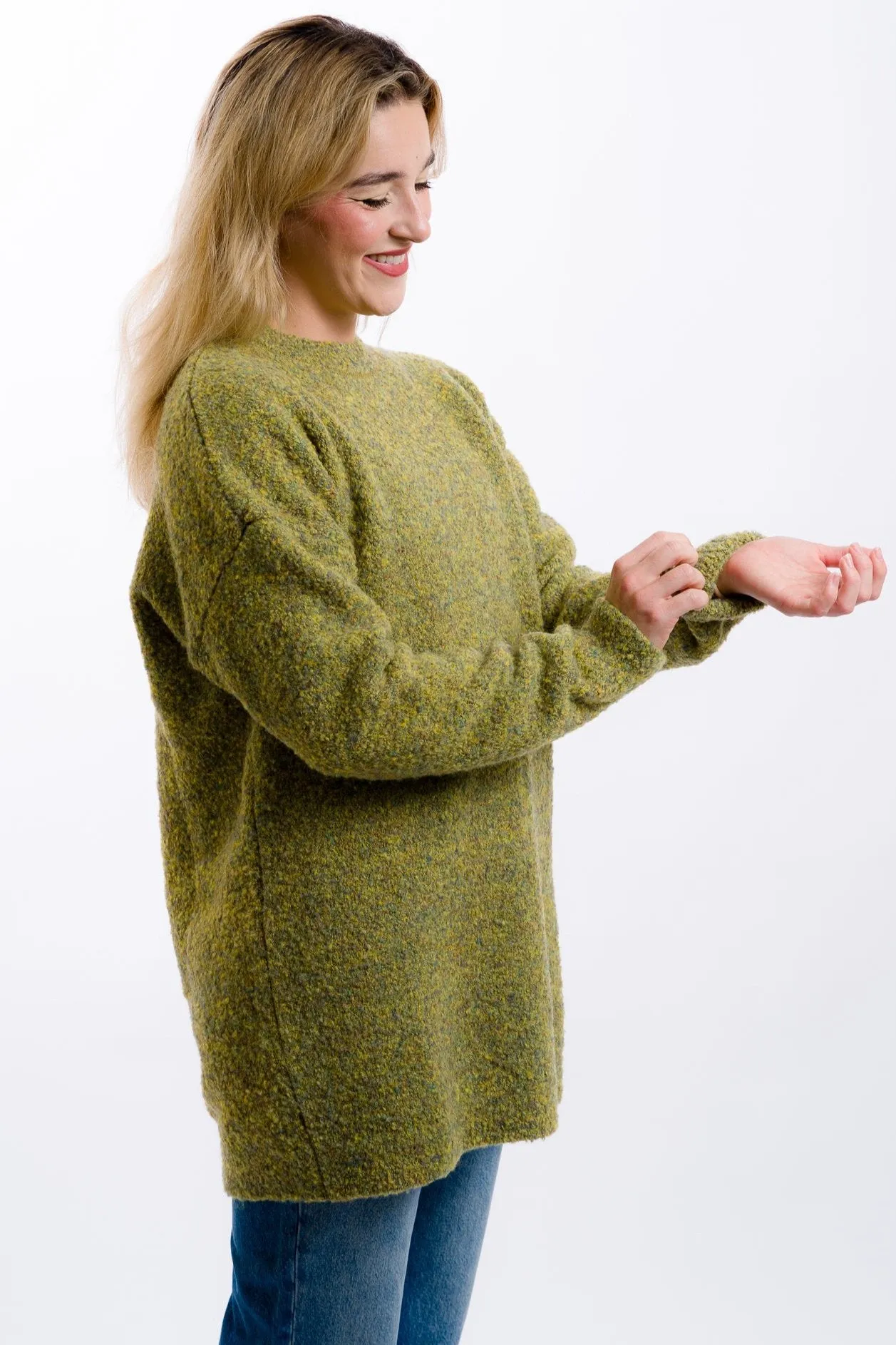 Daisy Street Boucle Slouchy Mini Dress - Green