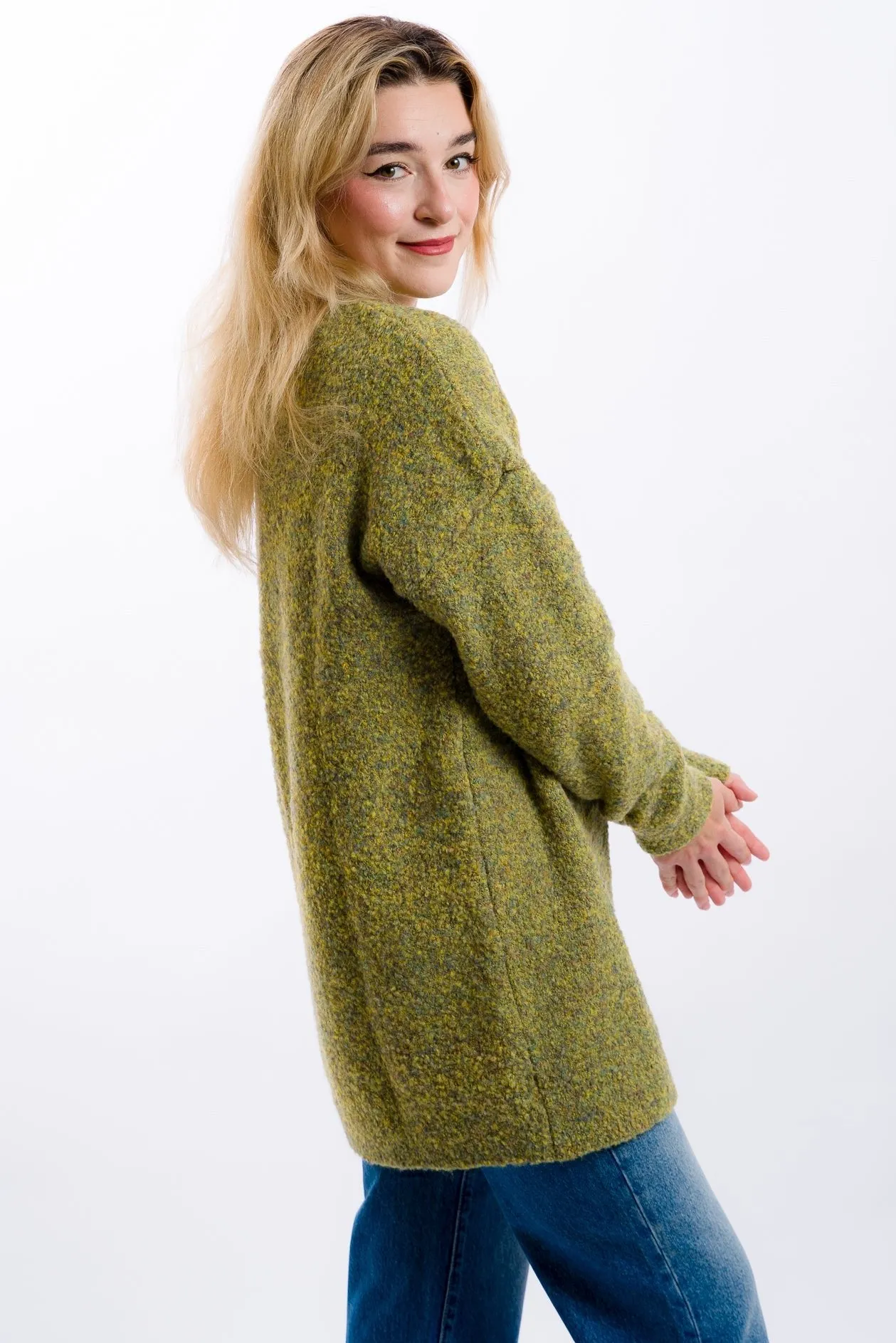 Daisy Street Boucle Slouchy Mini Dress - Green
