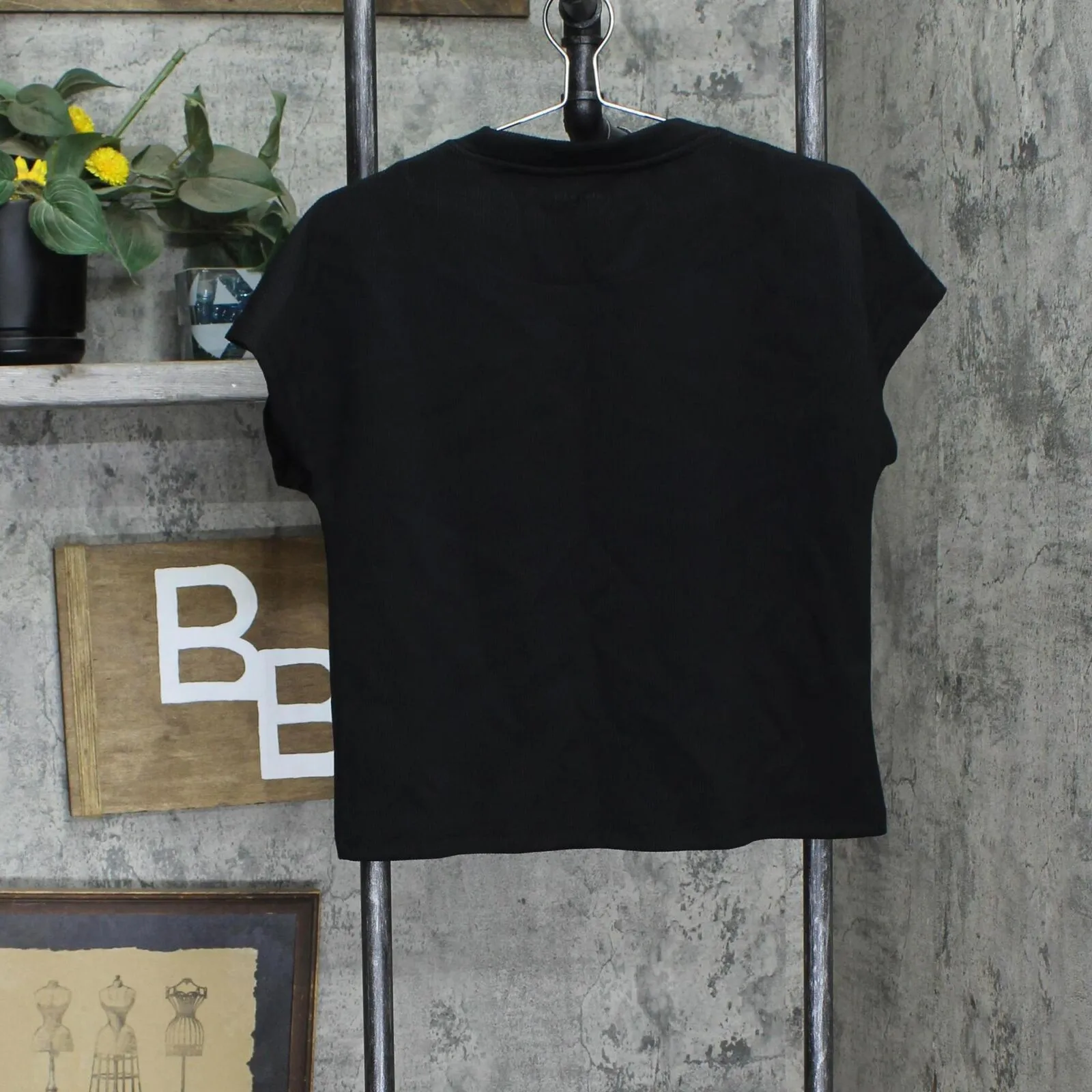 Danskin Womens Knit Ladies Ribbed Scuba T-Shirt Tee 1795838 Black S