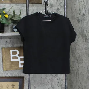 Danskin Womens Knit Ladies Ribbed Scuba T-Shirt Tee 1795838 Black S