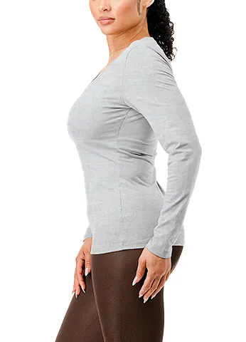 DODO BASIC V-NECK LONG SLEEVE  T-SHIRT(DWT1202) <Bundle>