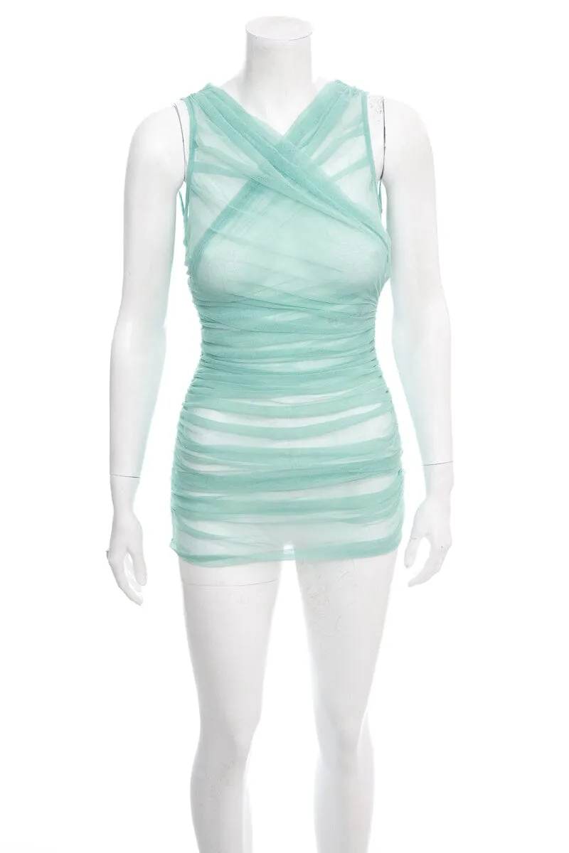 Dolce & Gabbana Mint Tulle Sleeveless Mini Dress SZ 40 NWT