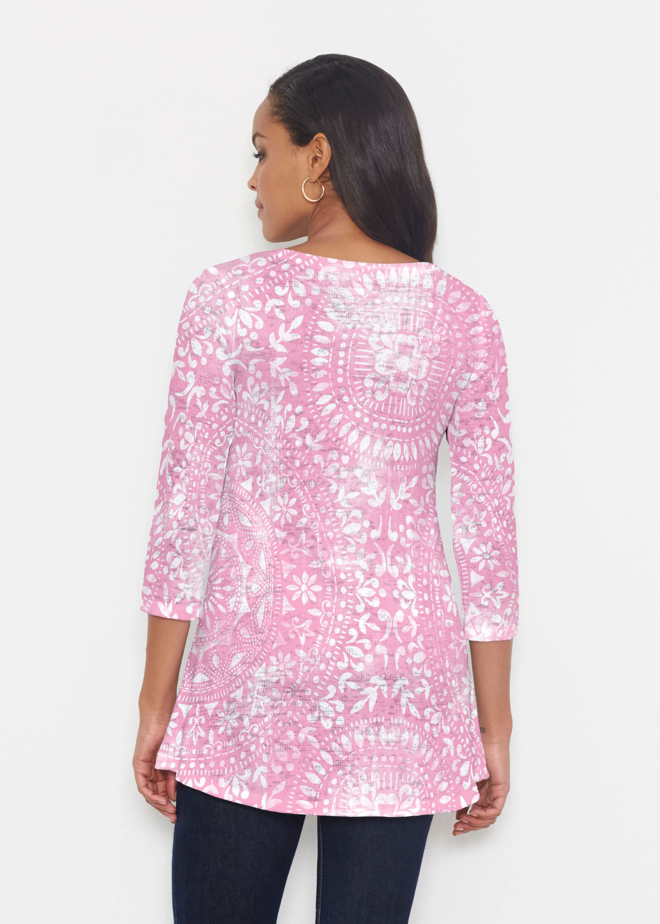 Dual Medallion Pink (13461) ~ Katherine Hi-Lo Thermal Tunic