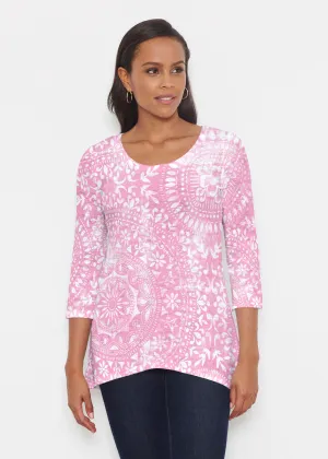 Dual Medallion Pink (13461) ~ Katherine Hi-Lo Thermal Tunic