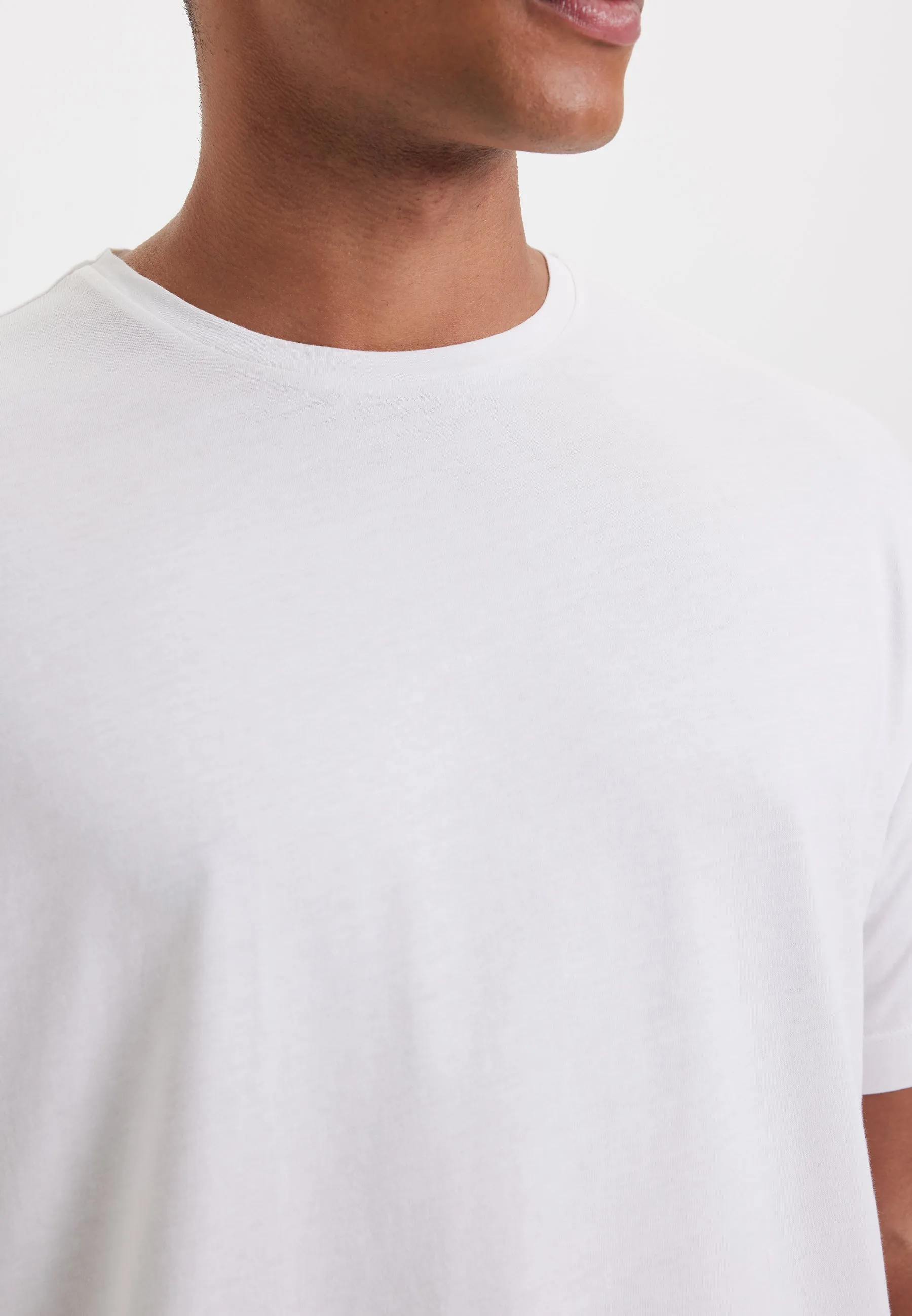 Ekru Bisiklet Yaka Oversize Fit Pamuklu Basic Erkek T-Shirt THOMAS