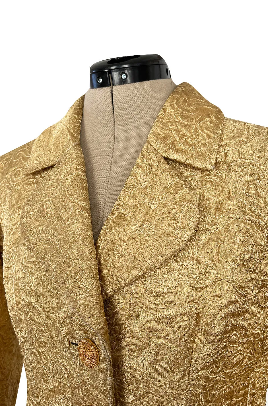 Fall 1977 or Fall 1980 Ady Couture Lausanne Yves Saint Laurent Haute Couture Copy Gold Metallic Thread Jacket
