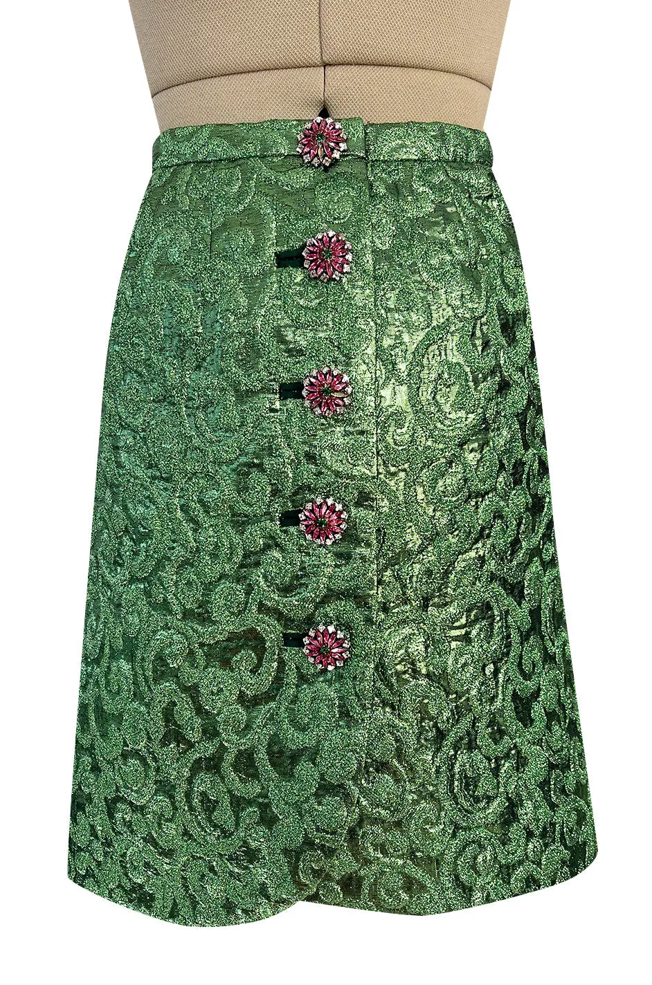 Fall 1989 Ady Couture Lausanne  Yves Saint Laurent Haute Couture Copy Green Metallic Suit
