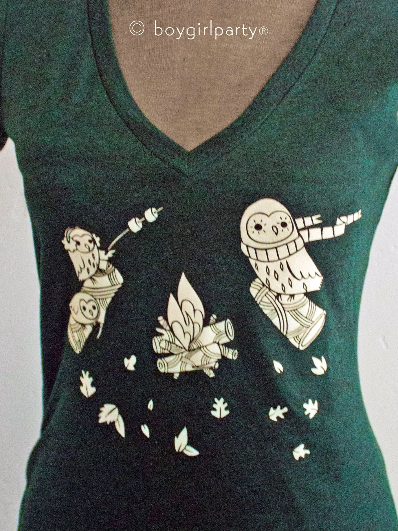 Fitted V-Neck Graphic Tee for Women – Nature Forest Camping T-Shirts