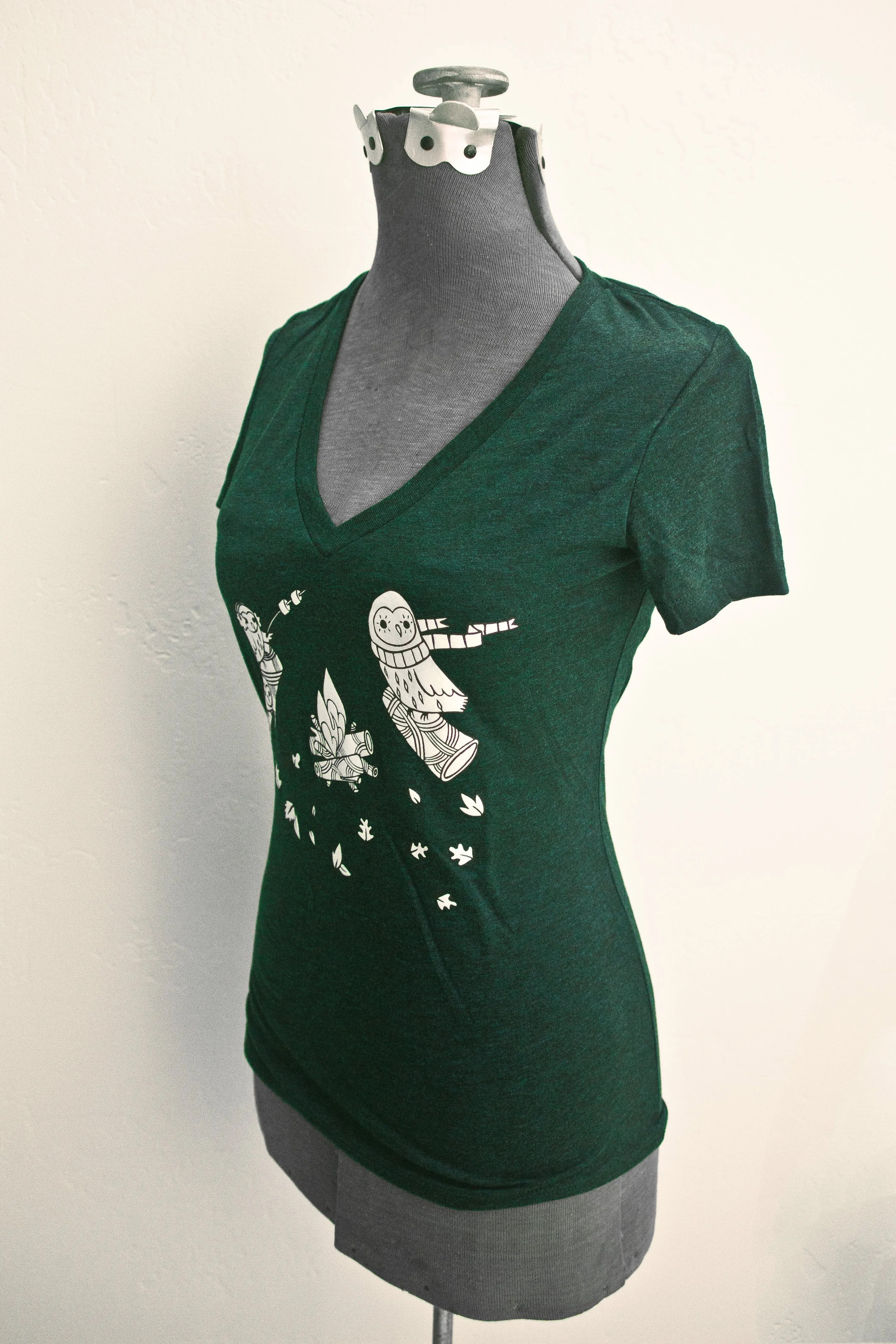 Fitted V-Neck Graphic Tee for Women – Nature Forest Camping T-Shirts