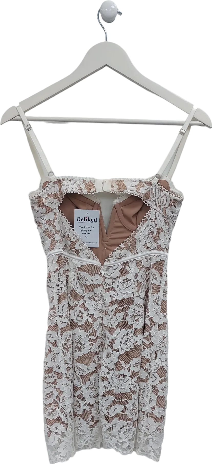 For Love & Lemons White Lace Mini Dress With Button Detail UK S