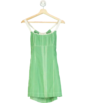 Free People Green Striped Tie-back Mini Dress UK S
