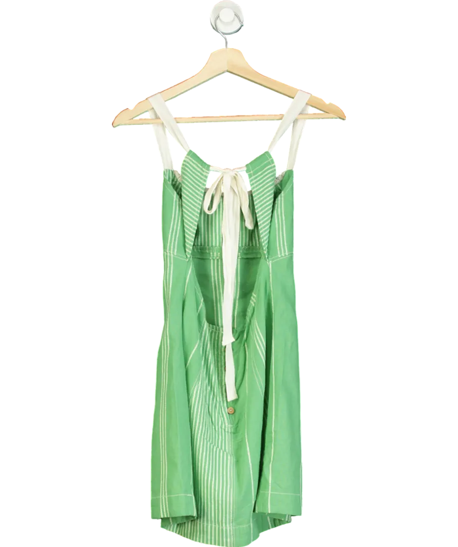 Free People Green Striped Tie-back Mini Dress UK S