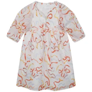 Girls Ivory Cotton Ribbon Dress