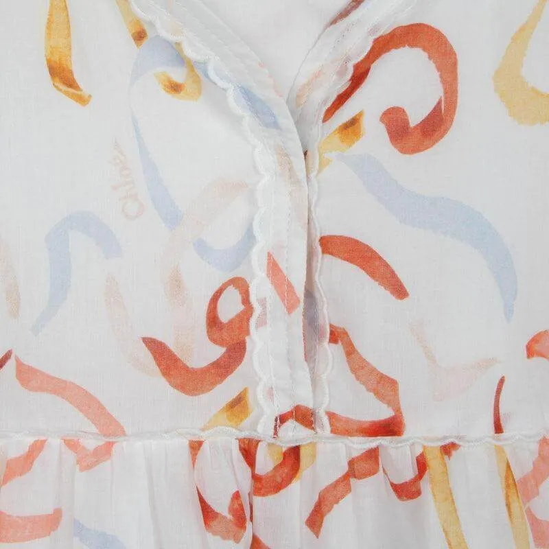 Girls Ivory Cotton Ribbon Dress