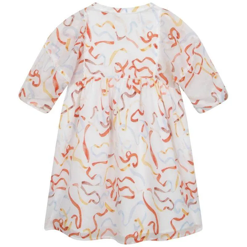 Girls Ivory Cotton Ribbon Dress