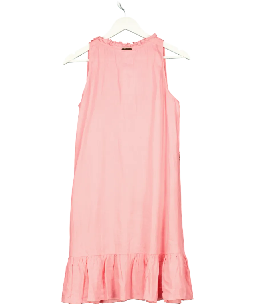 Heidi Klein Pink Ruffle Mini Dress 100% Linen UK S