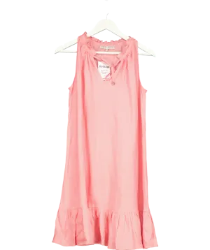 Heidi Klein Pink Ruffle Mini Dress 100% Linen UK S